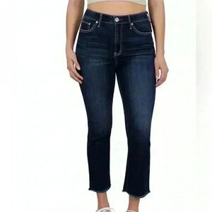 Seven7 Women's Size 14 Skinny Jeans‎ Dark Blue High-Rise Fray Hem